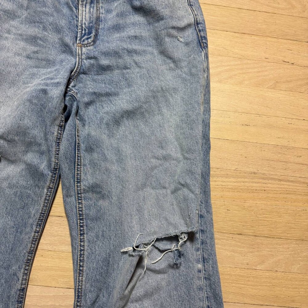 Dynamite High Waist Wide Leg Distressed Denim Jeans Jambe Large 30x32 Blue - Picture 2 of 9